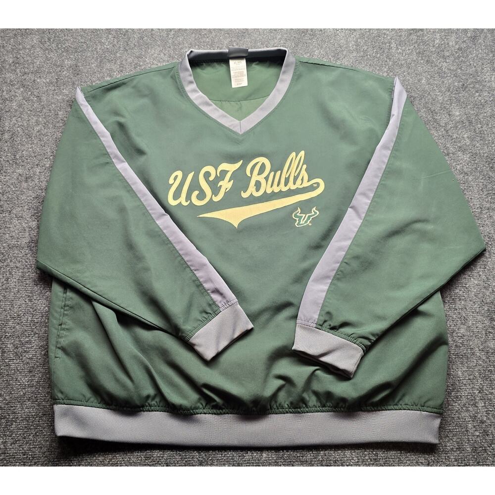 South Florida Bulls USF Knights Apparel Green V-Neck Pullover Baseball Stitch XL
